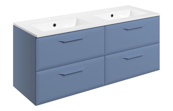 Stafford 1210mm Wall Hung 4 Drawer Basin Unit w/2TH Basin - Matt Misty Blue